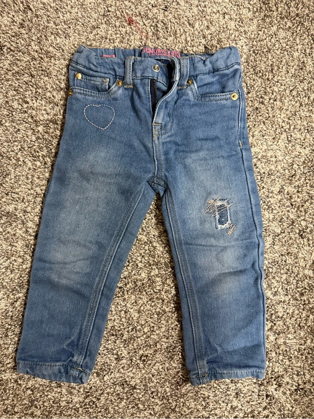 OshKosh B'gosh Girls Blue Denim Heart Patch Jeans